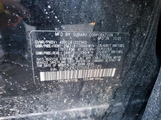 Photo 12 VIN: JF2SKAEC0NH420749 - SUBARU FORESTER P 