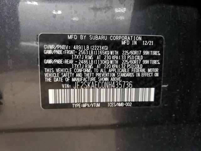 Photo 12 VIN: JF2SKAEC0NH435736 - SUBARU FORESTER 