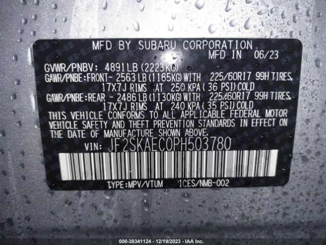 Photo 8 VIN: JF2SKAEC0PH503780 - SUBARU FORESTER 