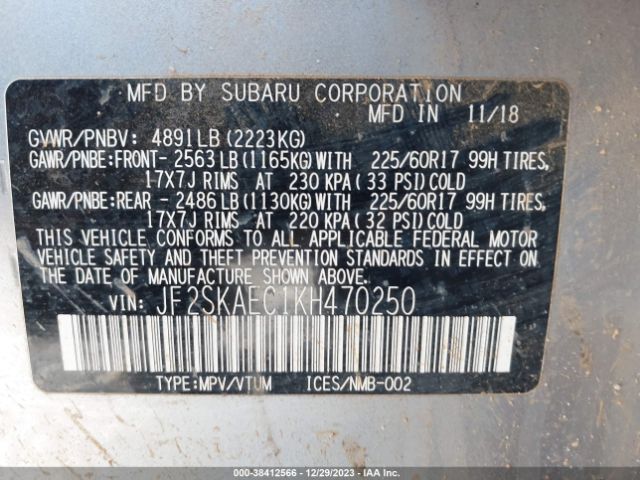 Photo 8 VIN: JF2SKAEC1KH470250 - SUBARU FORESTER 