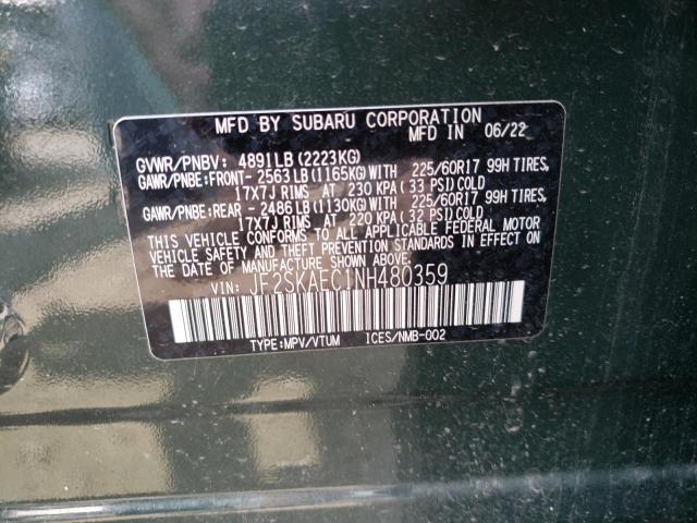 Photo 12 VIN: JF2SKAEC1NH480359 - SUBARU FORESTER 