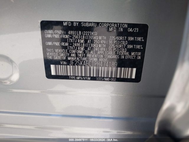 Photo 8 VIN: JF2SKAEC1PH474189 - SUBARU FORESTER 