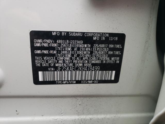 Photo 9 VIN: JF2SKAEC2KH478499 - SUBARU FORESTER P 