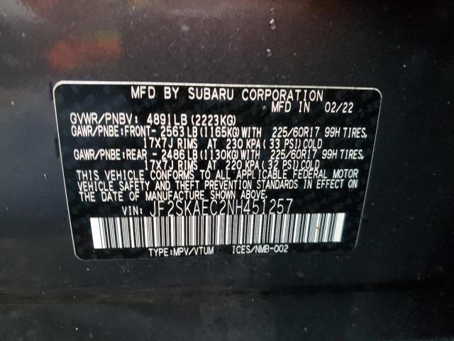 Photo 12 VIN: JF2SKAEC2NH451257 - SUBARU FORESTER P 