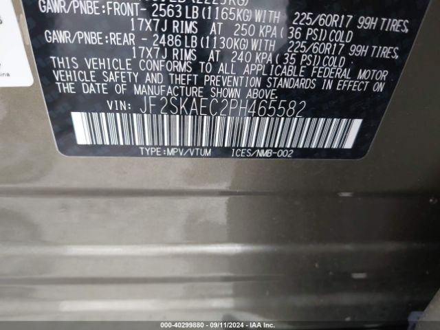 Photo 8 VIN: JF2SKAEC2PH465582 - SUBARU FORESTER 