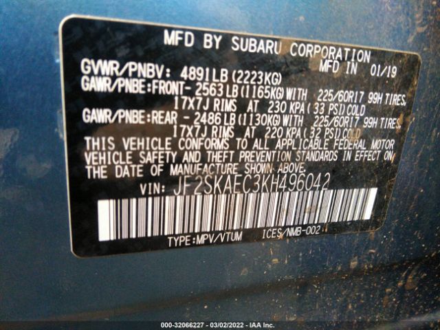 Photo 8 VIN: JF2SKAEC3KH496042 - SUBARU FORESTER 