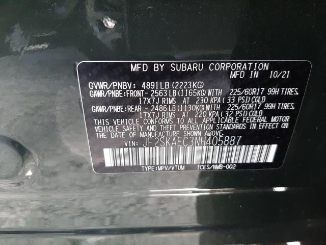 Photo 9 VIN: JF2SKAEC3NH405887 - SUBARU FORESTER P 