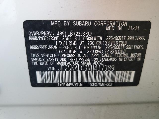 Photo 12 VIN: JF2SKAEC3NH417389 - SUBARU FORESTER P 