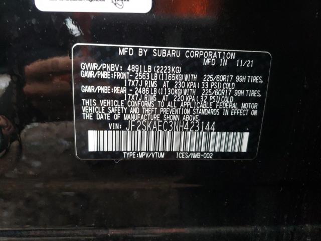 Photo 9 VIN: JF2SKAEC3NH423144 - SUBARU FORESTER P 