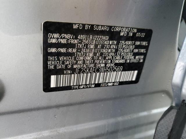 Photo 12 VIN: JF2SKAEC3NH502569 - SUBARU FORESTER P 