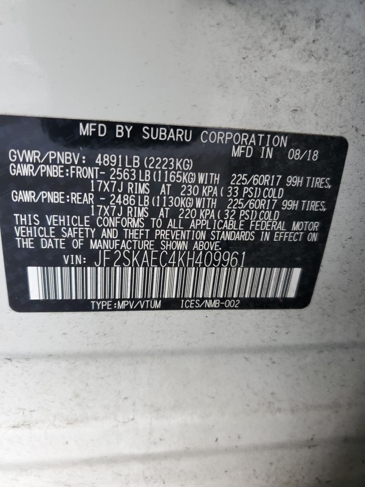 Photo 12 VIN: JF2SKAEC4KH409961 - SUBARU FORESTER 