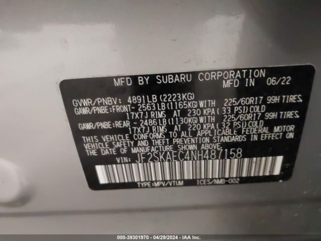 Photo 8 VIN: JF2SKAEC4NH487158 - SUBARU FORESTER P 