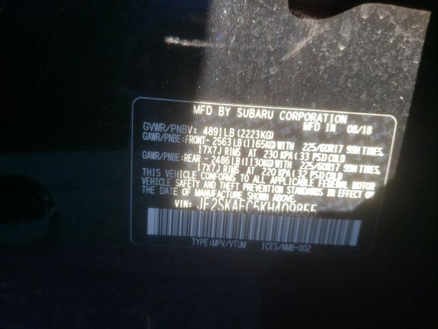 Photo 9 VIN: JF2SKAEC5KH409855 - SUBARU FORESTER P 