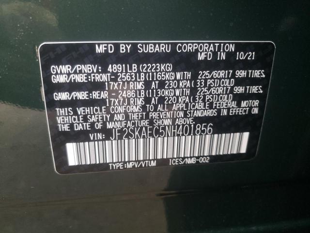 Photo 9 VIN: JF2SKAEC5NH401856 - SUBARU FORESTER P 