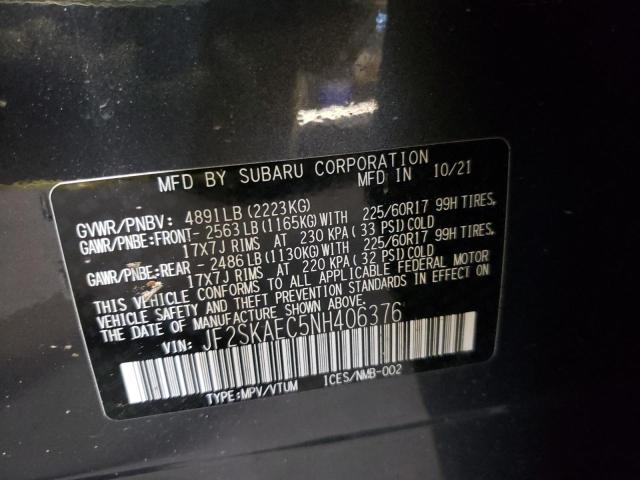 Photo 12 VIN: JF2SKAEC5NH406376 - SUBARU FORESTER P 