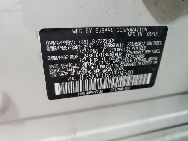 Photo 12 VIN: JF2SKAEC6KH504540 - SUBARU FORESTER 