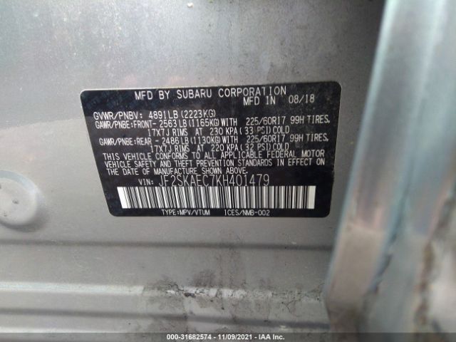 Photo 8 VIN: JF2SKAEC7KH401479 - SUBARU FORESTER 