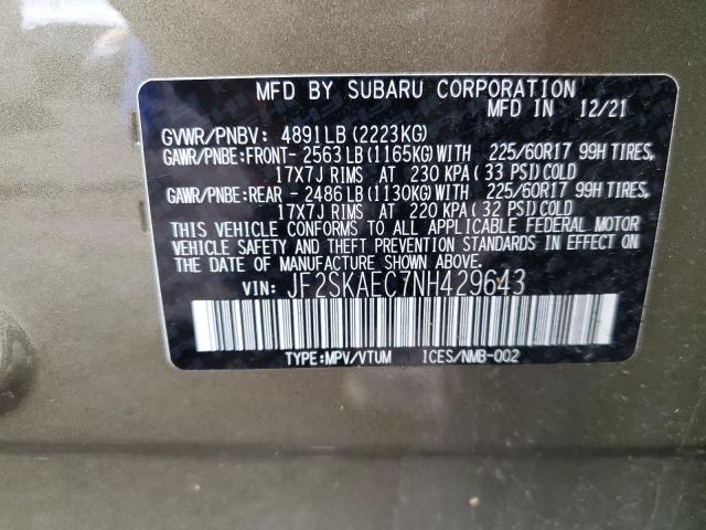 Photo 12 VIN: JF2SKAEC7NH429643 - SUBARU FORESTER 