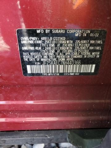 Photo 12 VIN: JF2SKAEC7NH440366 - SUBARU FORESTER P 