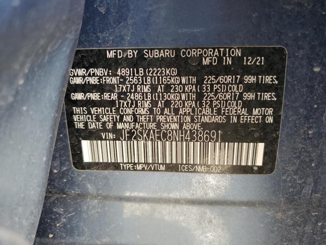 Photo 12 VIN: JF2SKAEC8NH438691 - SUBARU FORESTER 