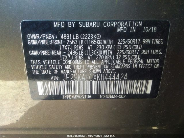 Photo 8 VIN: JF2SKAECXKH444424 - SUBARU FORESTER 