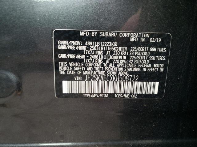 Photo 9 VIN: JF2SKAECXKH508722 - SUBARU FORESTER P 