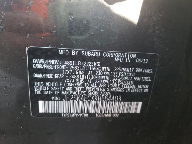 Photo 9 VIN: JF2SKAECXKH564403 - SUBARU FORESTER 