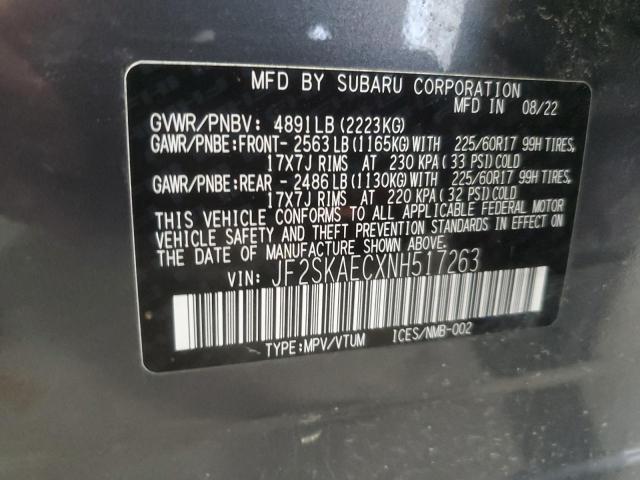 Photo 13 VIN: JF2SKAECXNH517263 - SUBARU FORESTER P 