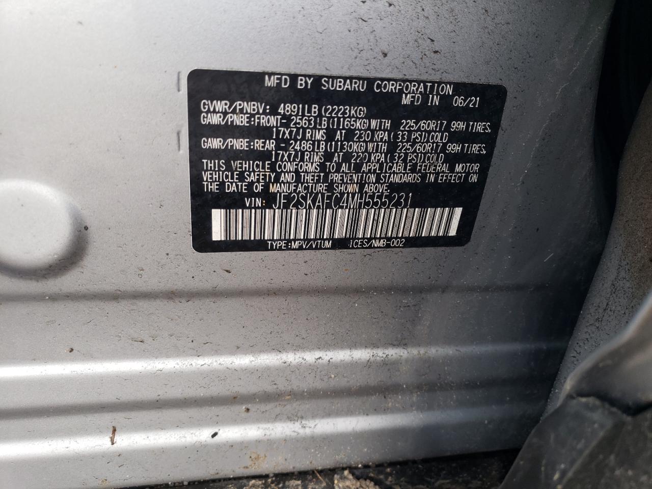 Photo 11 VIN: JF2SKAFC4MH555231 - SUBARU FORESTER 