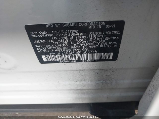 Photo 8 VIN: JF2SKAFC6MH563735 - SUBARU FORESTER 