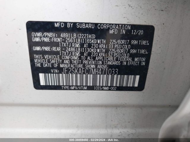 Photo 8 VIN: JF2SKAFC7MH471033 - SUBARU FORESTER 