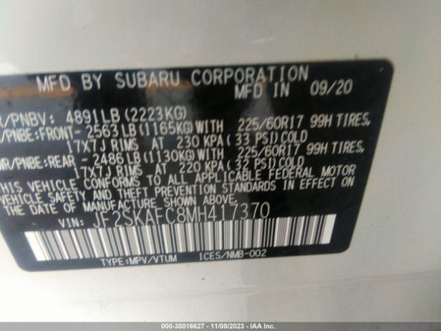 Photo 8 VIN: JF2SKAFC8MH417370 - SUBARU FORESTER 