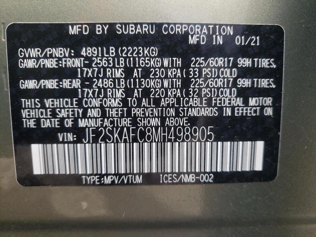 Photo 9 VIN: JF2SKAFC8MH498905 - SUBARU FORESTER P 