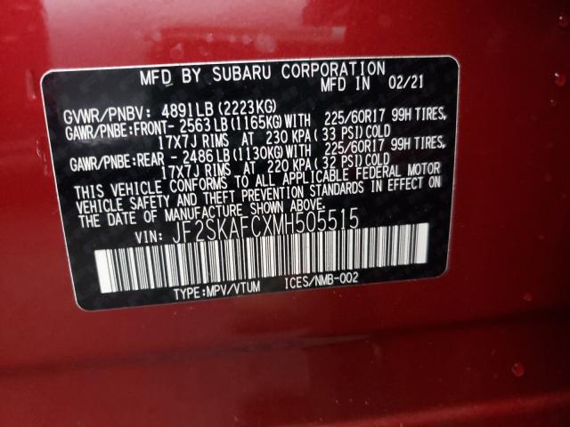 Photo 9 VIN: JF2SKAFCXMH505515 - SUBARU FORESTER P 