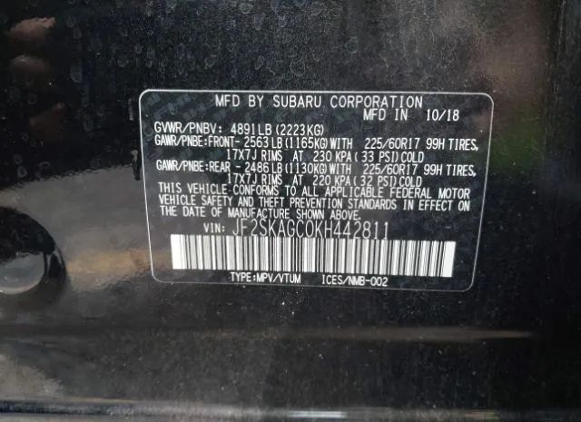 Photo 8 VIN: JF2SKAGC0KH442811 - SUBARU FORESTER 