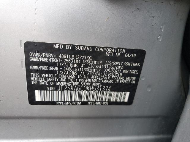 Photo 11 VIN: JF2SKAGC0KH531374 - SUBARU FORESTER 