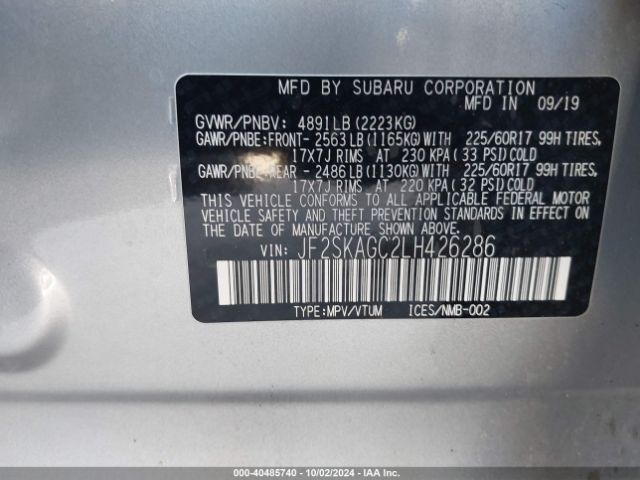 Photo 8 VIN: JF2SKAGC2LH426286 - SUBARU FORESTER 