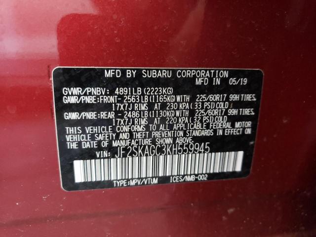 Photo 9 VIN: JF2SKAGC3KH559945 - SUBARU FORESTER P 