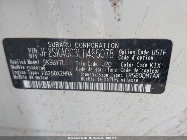 Photo 8 VIN: JF2SKAGC3LH465078 - SUBARU FORESTER 