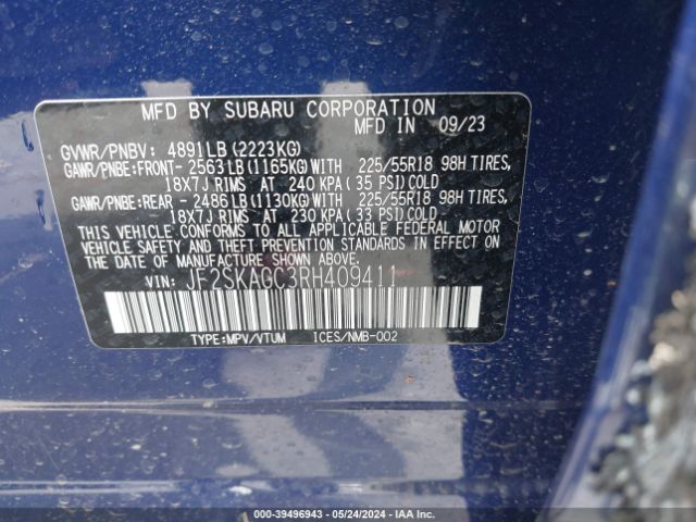 Photo 8 VIN: JF2SKAGC3RH409411 - SUBARU FORESTER 