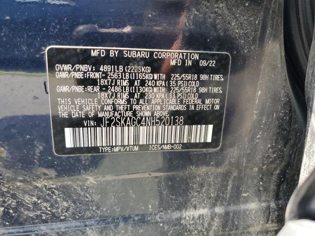 Photo 12 VIN: JF2SKAGC4NH520138 - SUBARU FORESTER S 