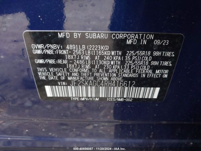 Photo 8 VIN: JF2SKAGC4RH416612 - SUBARU FORESTER 