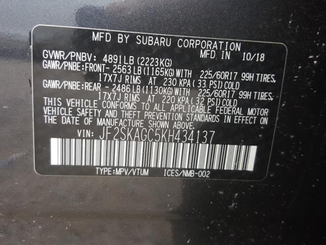 Photo 9 VIN: JF2SKAGC5KH434137 - SUBARU FORESTER P 