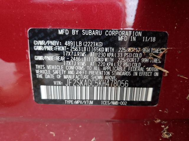 Photo 12 VIN: JF2SKAGC5KH478056 - SUBARU FORESTER P 