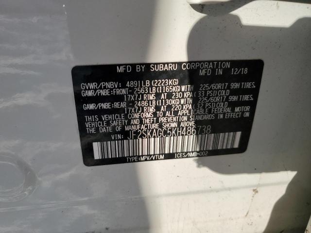 Photo 12 VIN: JF2SKAGC5KH486738 - SUBARU FORESTER P 