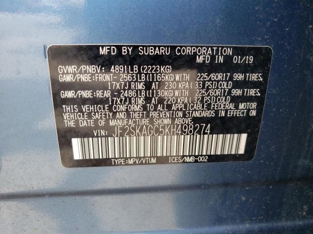 Photo 12 VIN: JF2SKAGC5KH498274 - SUBARU FORESTER P 