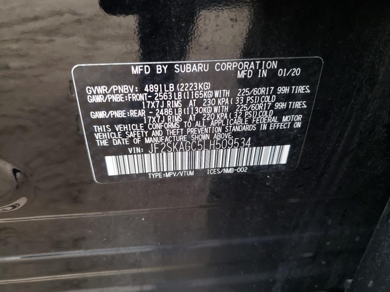 Photo 13 VIN: JF2SKAGC5LH509534 - SUBARU FORESTER 