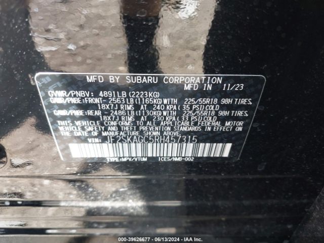 Photo 8 VIN: JF2SKAGC5RH457315 - SUBARU FORESTER 