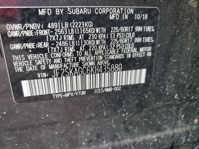 Photo 12 VIN: JF2SKAGC6KH435880 - SUBARU FORESTER 