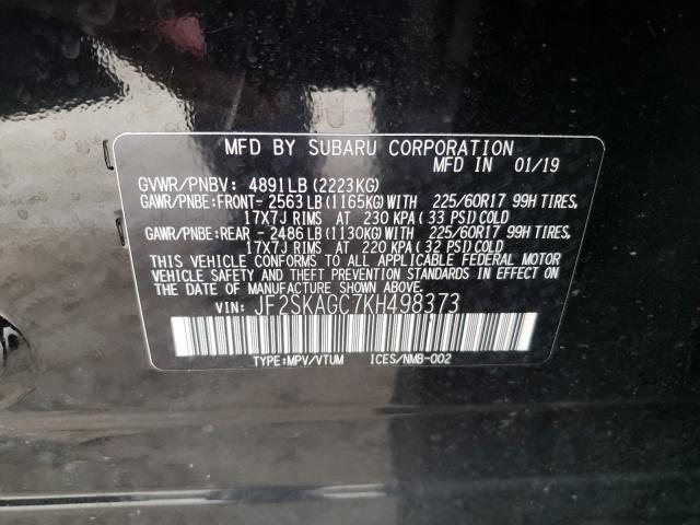 Photo 9 VIN: JF2SKAGC7KH498373 - SUBARU FORESTER 